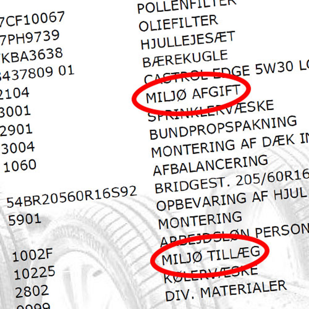 Faktura Miljoomkostninger